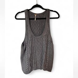 Free People Charcoal Cable Knit Tank Top